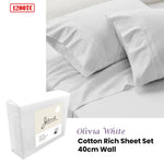 Jane Barrington 1200TC Olivia Cotton Rich Sheet Set 40cm Wall White King - Home & Garden > Bedding > Bed Sheets