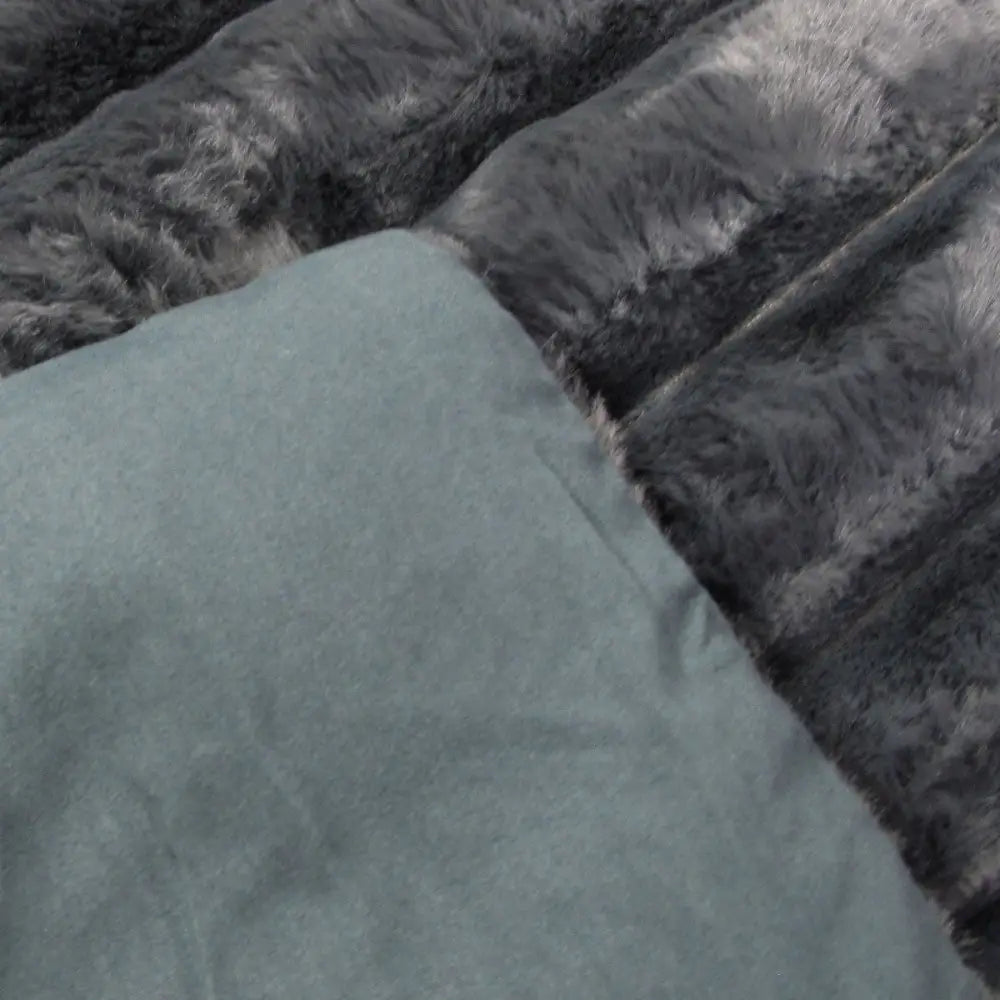 Jane Barrington Arna Charcoal 3 Pcs Channel Faux Bunny Fur Comforter Set Queen - Home & Garden > Bedding