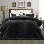 Jane Barrington Arna Charcoal 3 Pcs Channel Faux Bunny Fur Comforter Set King - Home & Garden > Bedding