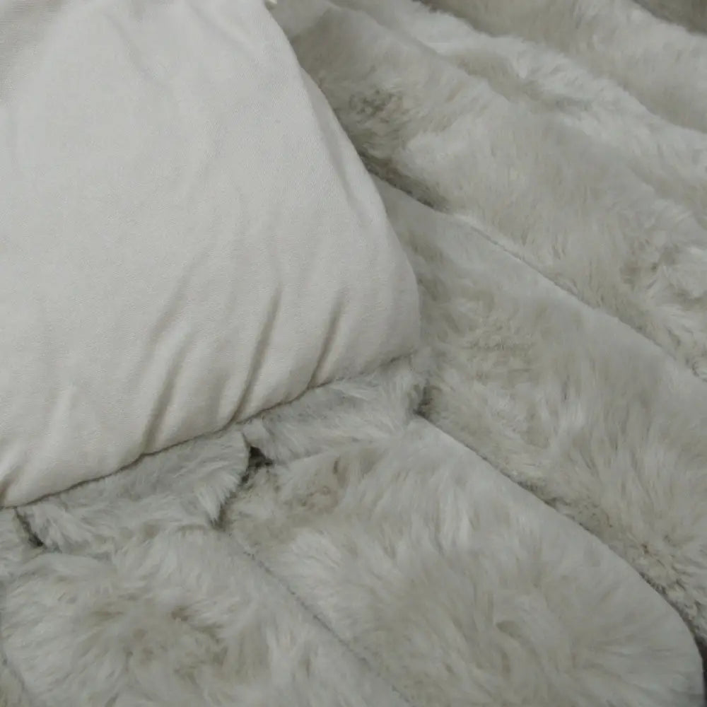 Jane Barrington Arna Natural 3 Pcs Channel Faux Bunny Fur Comforter Set Queen - Home & Garden > Bedding