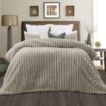 Jane Barrington Arna Natural 3 Pcs Channel Faux Bunny Fur Comforter Set King - Home & Garden > Bedding