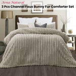 Jane Barrington Arna Natural 3 Pcs Channel Faux Bunny Fur Comforter Set King - Home & Garden > Bedding
