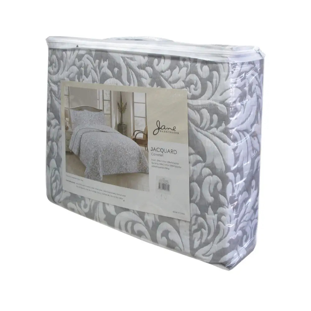 Jane Barrington Grey & White Lightly Quilted Jacquard Reversible Coverlet Set King - Home & Garden > Bedding