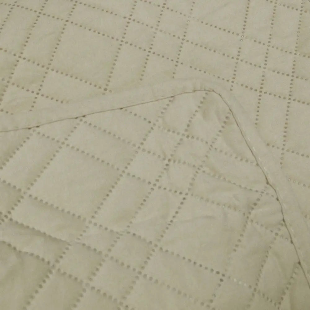 Jane Barrington Morris Beige Ultrasonic Embossed Lightly Quilted Reversible Coverlet Set King - Home & Garden > Bedding