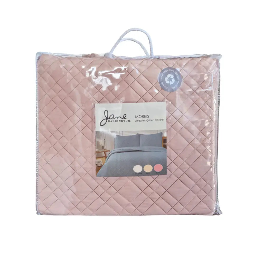 Jane Barrington Morris Blush Ultrasonic Embossed Lightly Quilted Reversible Coverlet Set King - Home & Garden > Bedding