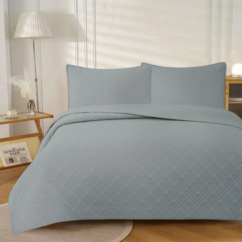 Jane Barrington Morris Dark Grey Ultrasonic Embossed Lightly Quilted Reversible Coverlet Set King - Home & Garden >