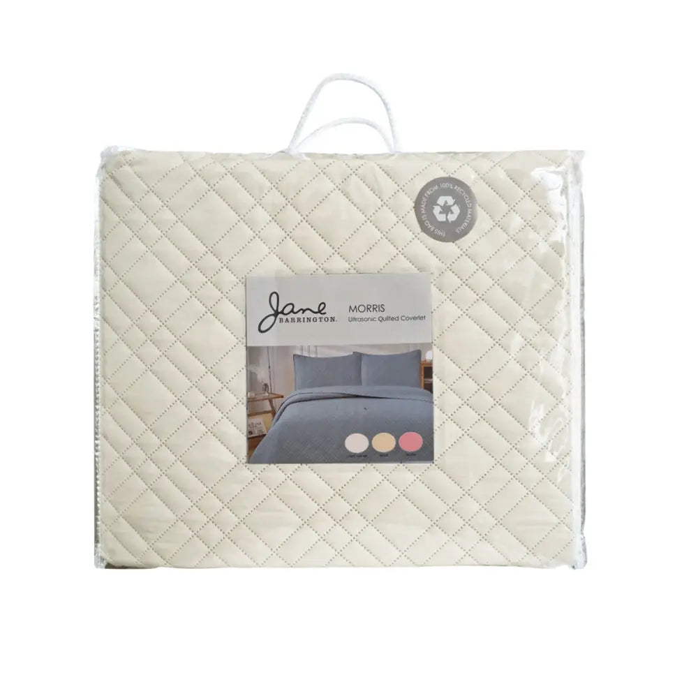 Jane Barrington Morris Light Cream Ultrasonic Embossed Lightly Quilted Reversible Coverlet Set King - Home & Garden >