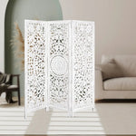 Jans 3 Panel Room Divider Screen Privacy Shoji Timber Wood Stand - White - Furniture > Living Room