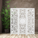 Jans 3 Panel Room Divider Screen Privacy Shoji Timber Wood Stand - White - Furniture > Living Room