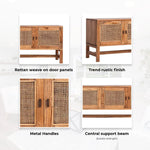 Jasmine ETU Entertainment TV Unit 160cm 4 Door Mindi Wood Rattan - Brown - Furniture > Living Room