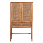 Jasmine Tall Storage Cabinet 90cm 2 Door 1 Drawer Mindi Wood Rattan - Brown - Furniture > Living Room