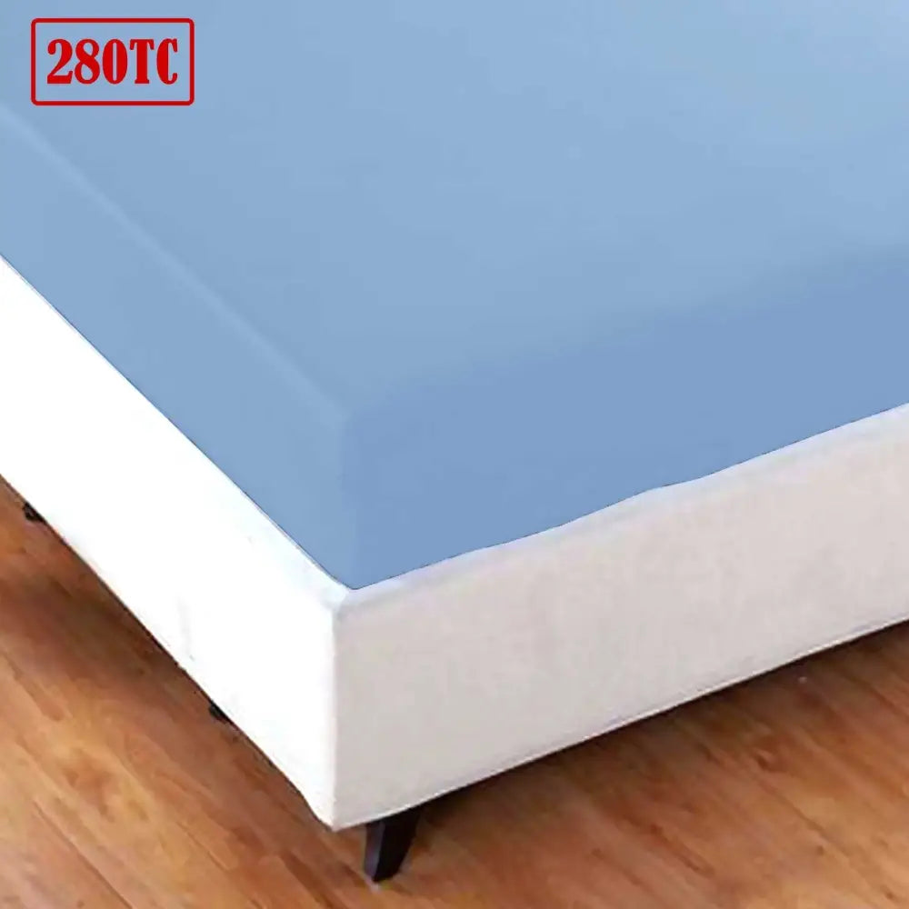 Jason Crisp Polyester Cotton Fitted Sheet Spring Blue - King - Home & Garden > Bedding > Bed Sheets