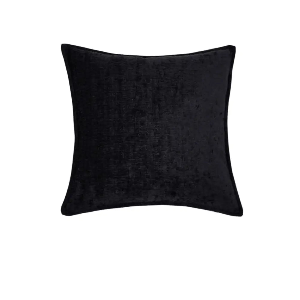 Black velvet decorative throw pillow from Jason Parker, square filled cushion in 44 x 44 cm