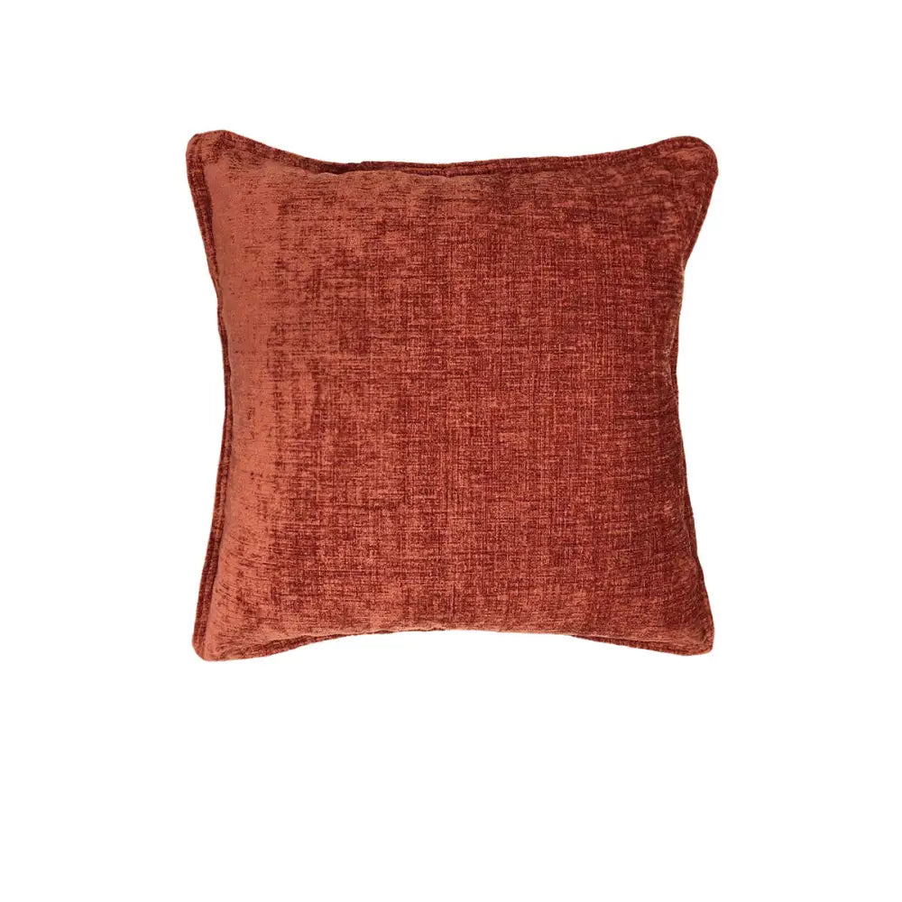 Rust-colored velvet throw pillow with piped edges, Parker Russet Square Cushion 44 x 44 cm