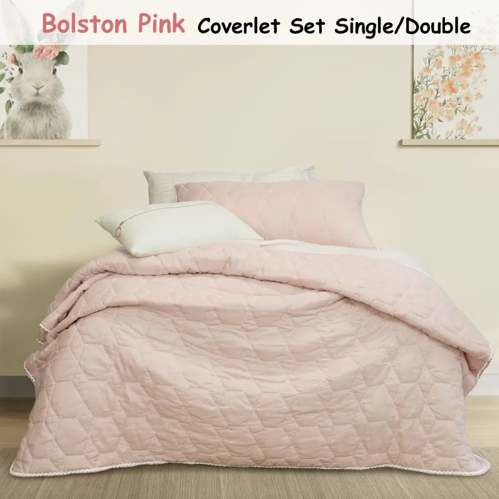 Jelly Bean Kids Bolston Pink Kids Coverlet Set Single/Double - Home & Garden > Bedding