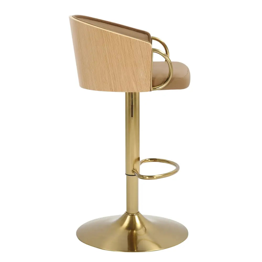 JENSEN GOLD GAS LIFT BAR STOOL - Furniture > Bar Stools & Chairs > Arm Chairs & Recliners