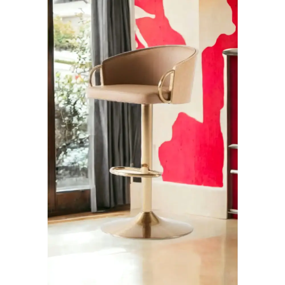 JENSEN GOLD GAS LIFT BAR STOOL - Furniture > Bar Stools & Chairs > Arm Chairs & Recliners
