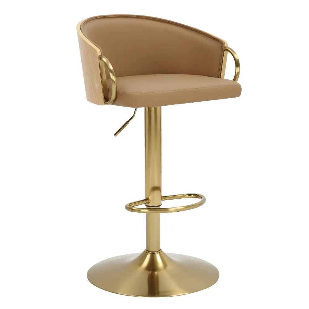 JENSEN GOLD GAS LIFT BAR STOOL - Furniture > Bar Stools & Chairs > Arm Chairs & Recliners