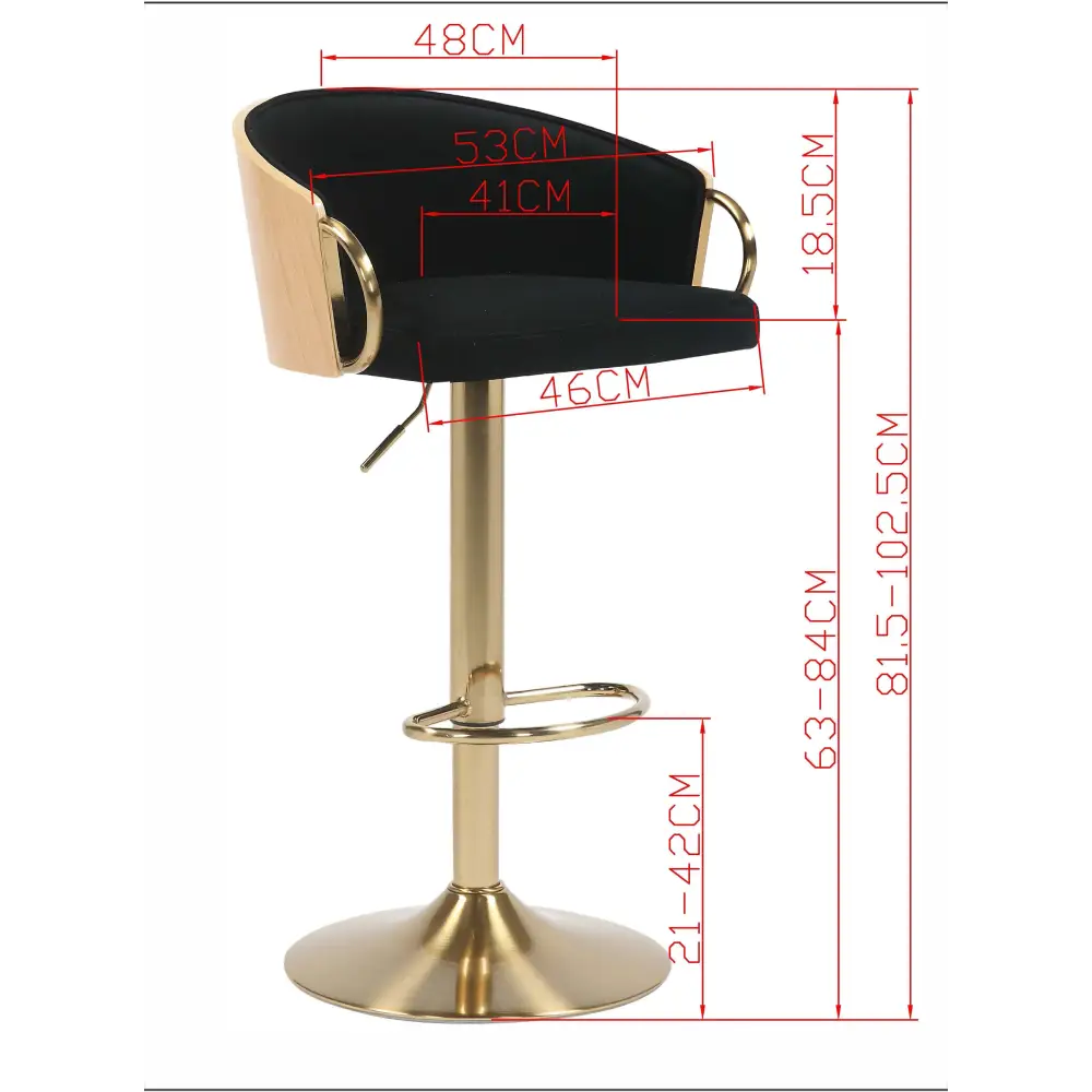 JENSEN GOLD GAS LIFT BAR STOOL - Furniture > Bar Stools & Chairs > Arm Chairs & Recliners