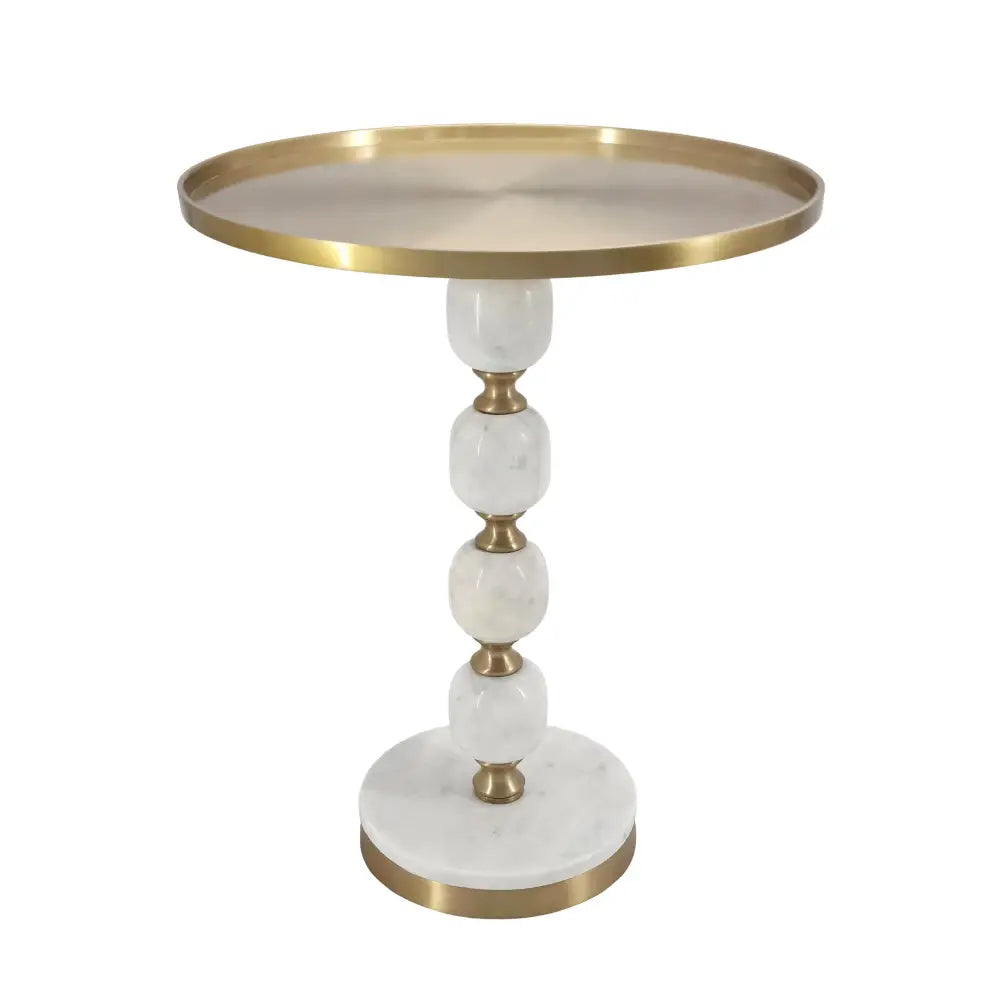 JESICCA MARBLE AND ALUMINUIM HAND MADE SIDE TABLE - Furniture > Living Room > Side Tables