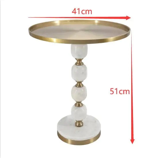 JESICCA MARBLE AND ALUMINUIM HAND MADE SIDE TABLE - Furniture > Living Room > Side Tables