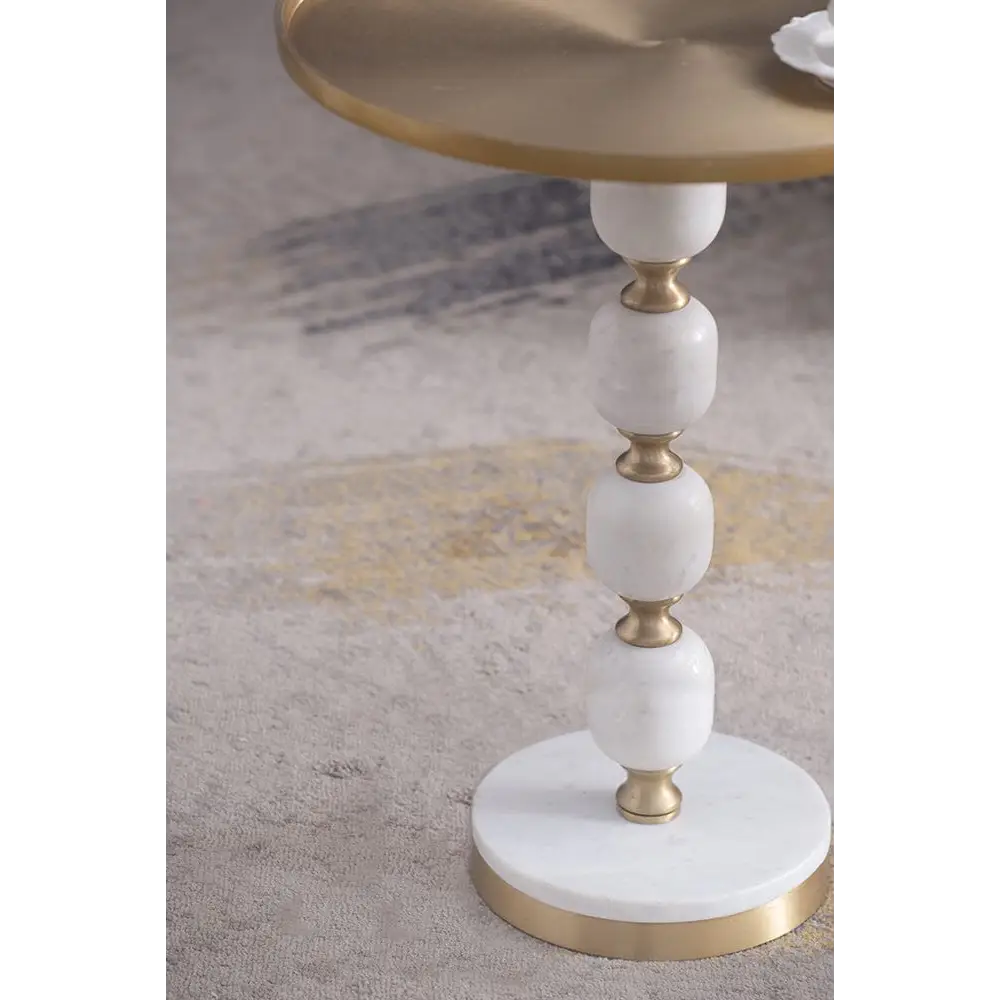 JESICCA MARBLE AND ALUMINUIM HAND MADE SIDE TABLE - Furniture > Living Room > Side Tables