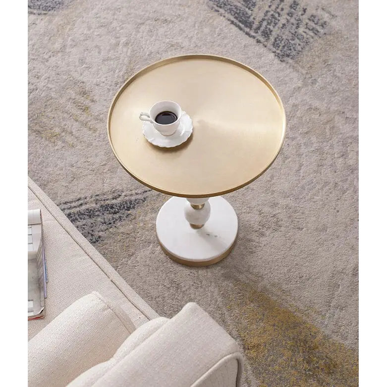 JESICCA MARBLE AND ALUMINUIM HAND MADE SIDE TABLE - Furniture > Living Room > Side Tables