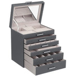 Jewellery Grey Box 6 Layers 5 Drawers - Home & Garden > Bathroom Accessories