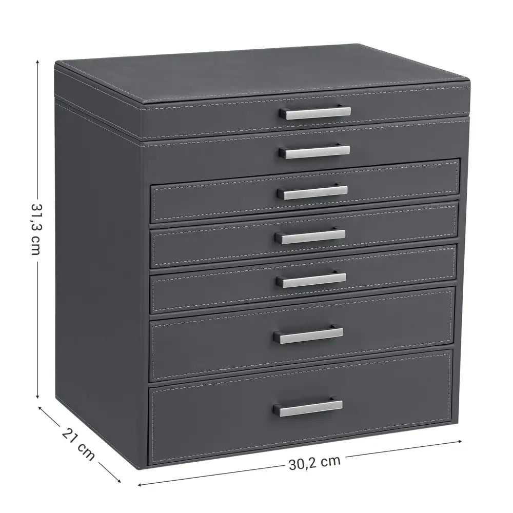 Jewellery Grey Box 6 Layers 5 Drawers - Home & Garden > Bathroom Accessories