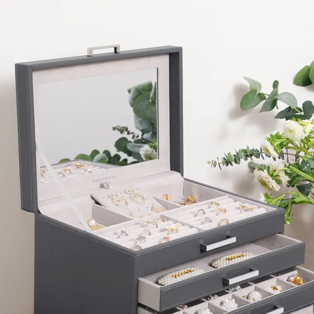 Jewellery Grey Box 6 Layers 5 Drawers - Home & Garden > Bathroom Accessories