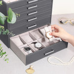 Jewellery Grey Box 6 Layers 5 Drawers - Home & Garden > Bathroom Accessories