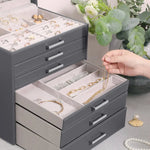 Jewellery Grey Box 6 Layers 5 Drawers - Home & Garden > Bathroom Accessories