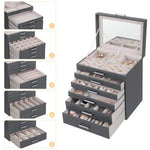 Jewellery Grey Box 6 Layers 5 Drawers - Home & Garden > Bathroom Accessories