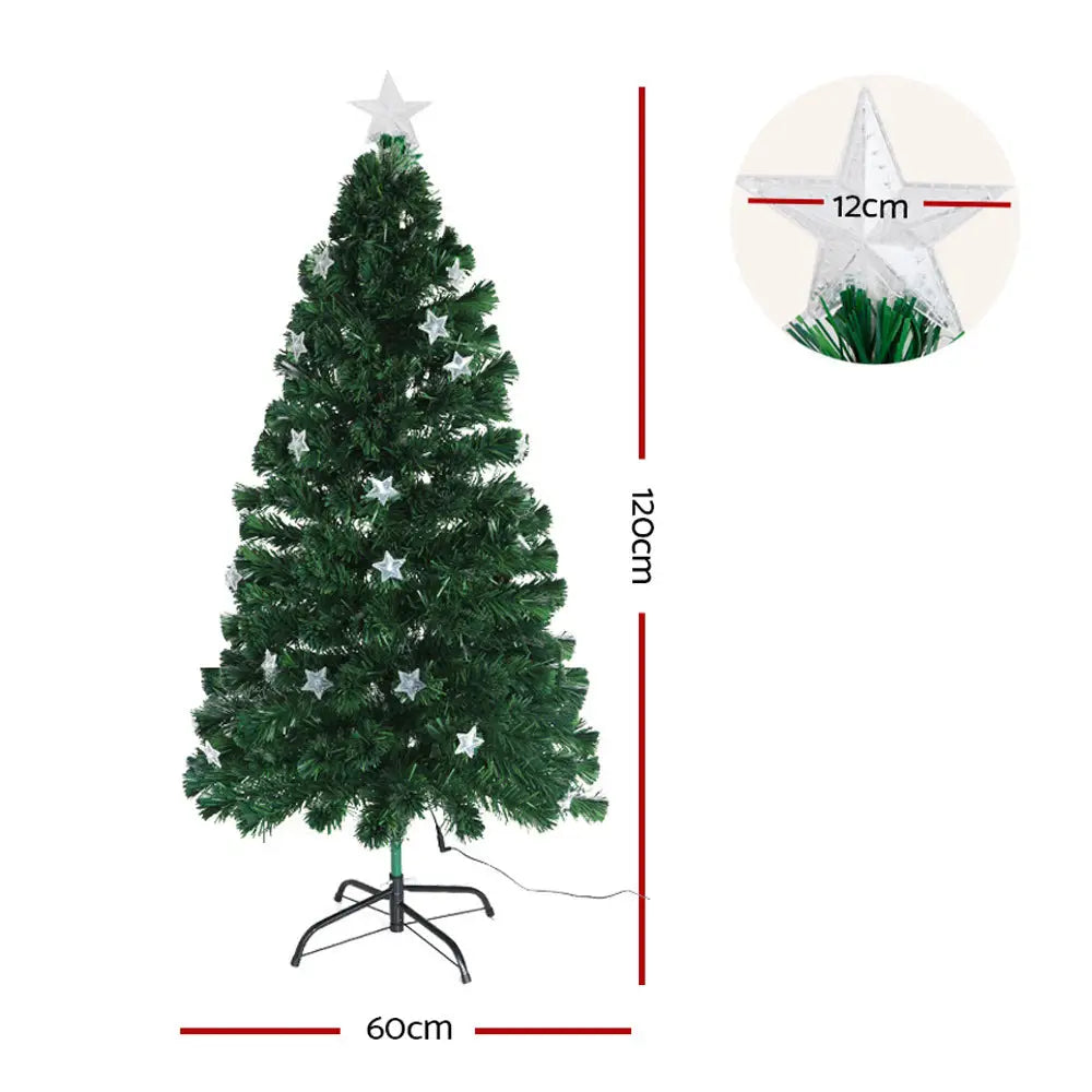 Jingle Jollys 1.2m Christmas Tree Optic Fibre LED Xmas tree Multi Colour - Occasions > Christmas > Christmas Trees