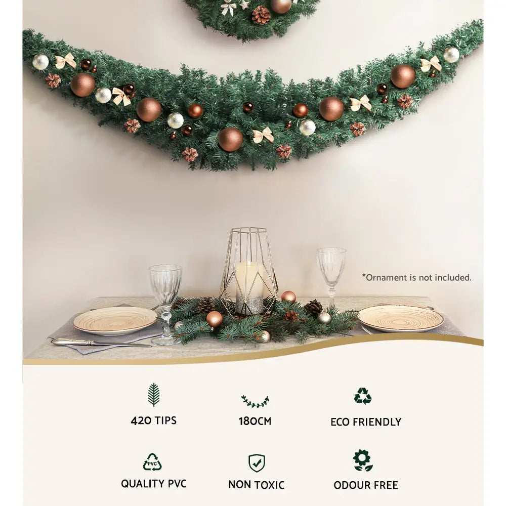 Jingle Jollys 1.8m Christmas Garland Xmas Decorations Green Wedding Party - Occasions > Christmas > Christmas Wreaths &