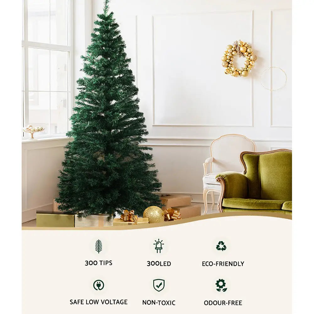 Jingle Jollys 1.8m Christmas Tree Optic Fibre LED Xmas tree 300 Tips - Occasions > Christmas > Christmas Trees