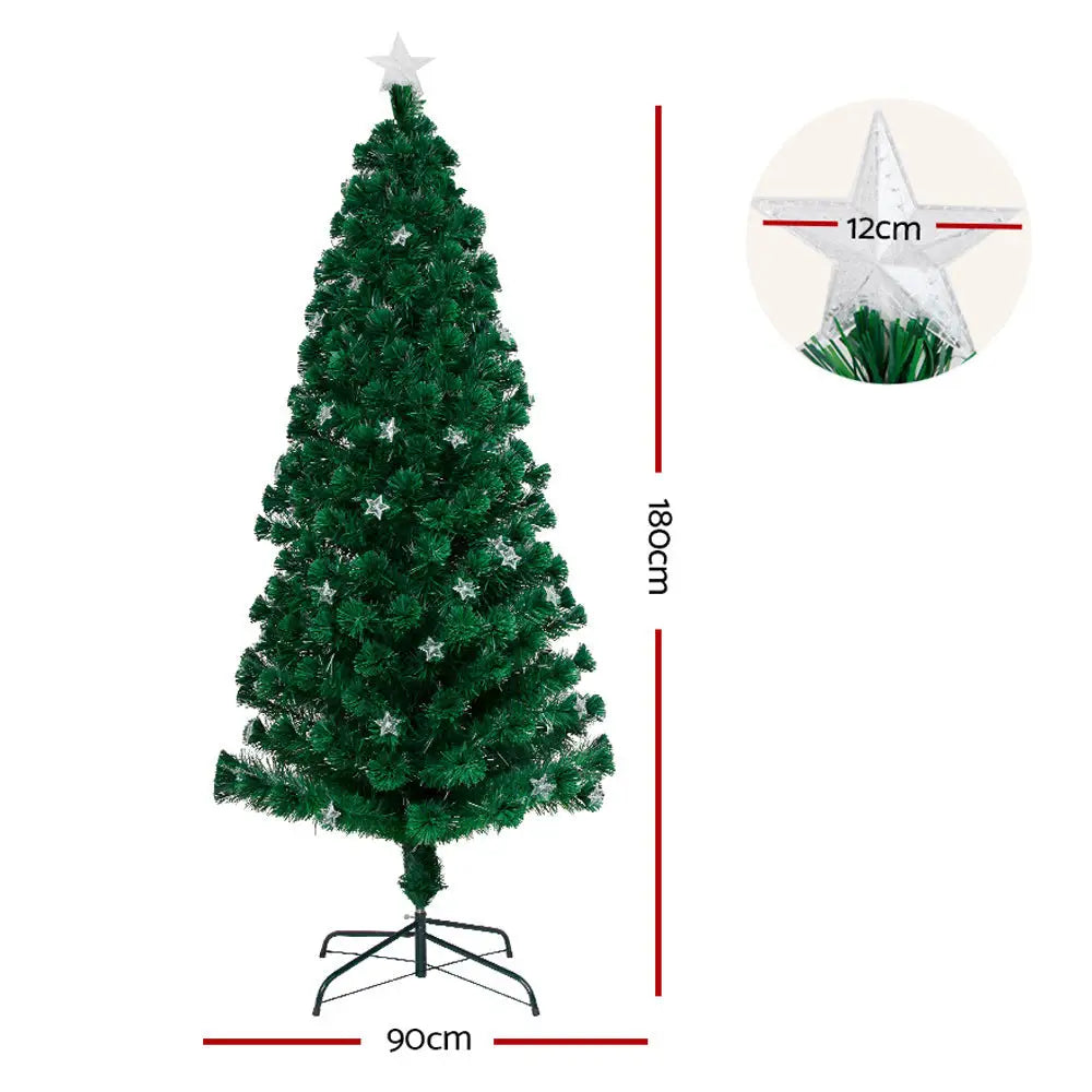 Jingle Jollys 1.8m Christmas Tree Optic Fibre LED Xmas tree Multi Colour - Occasions > Christmas > Christmas Trees