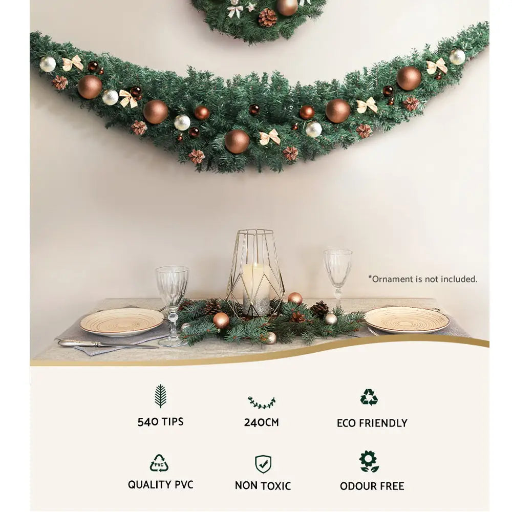 Jingle Jollys 2.4m Christmas Garland Xmas Decorations Green Wedding Party - Occasions > Christmas > Christmas Wreaths &