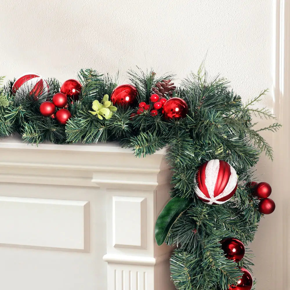 Jingle Jollys 2.7m Christmas Garland with Decorations Xmas Wedding Party - Occasions > Christmas > Christmas Wreaths &