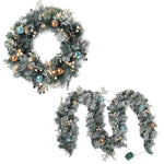 Jingle Jollys 2.7m Christmas Garland with Wreath Set LED Lights Snowy Xmas Decor - Occasions > Christmas > Christmas