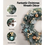 Jingle Jollys 2.7m Christmas Garland with Wreath Set LED Lights Snowy Xmas Decor - Occasions > Christmas > Christmas