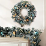 Jingle Jollys 2.7m Christmas Garland with Wreath Set LED Lights Snowy Xmas Decor - Occasions > Christmas > Christmas