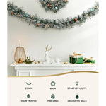 Jingle Jollys 2.7m Christmas Garland with Wreath Set LED Lights Snowy Xmas Decor - Occasions > Christmas > Christmas