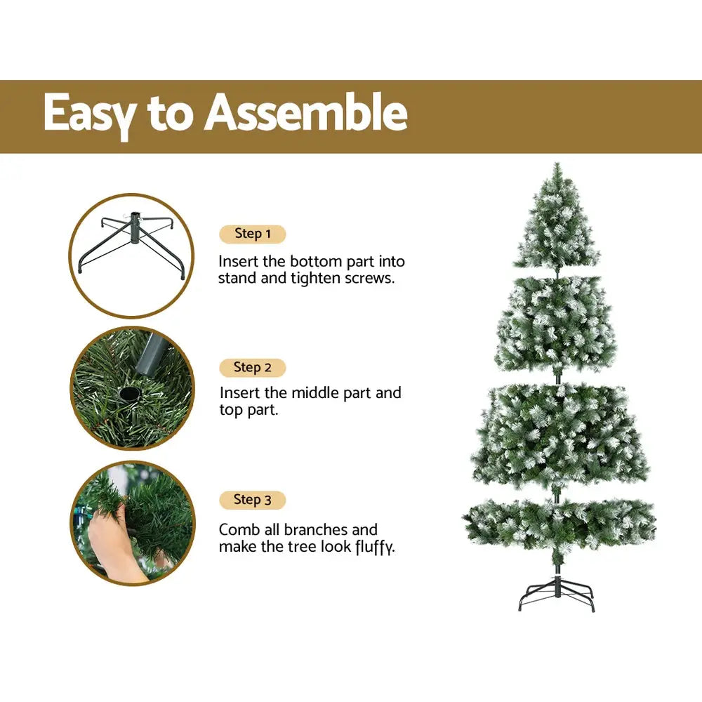 Jingle Jollys 2.7M Christmas Tree with Pine Needle Snowy Xmas Tree 1765 Tips - Occasions > Christmas > Christmas Trees