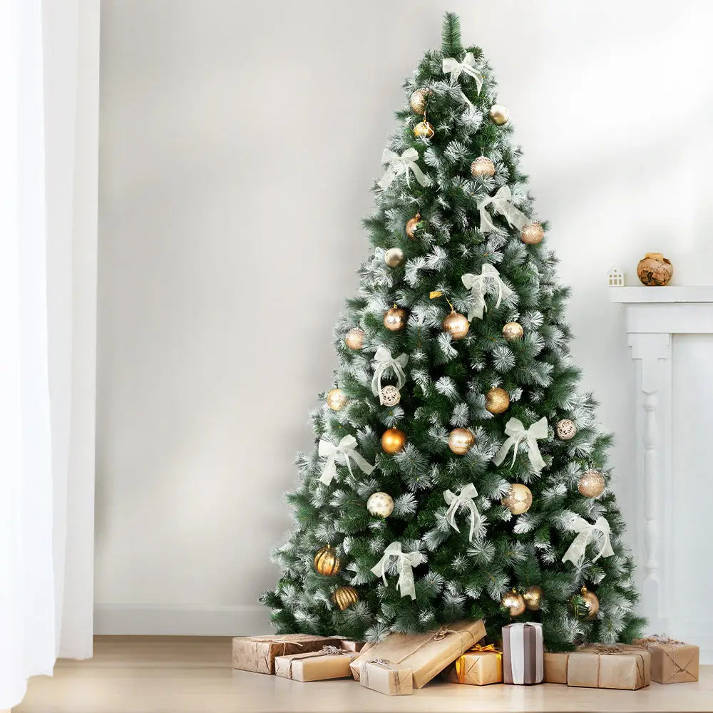Jingle Jollys 2.7M Christmas Tree with Pine Needle Snowy Xmas Tree 1765 Tips - Occasions > Christmas > Christmas Trees