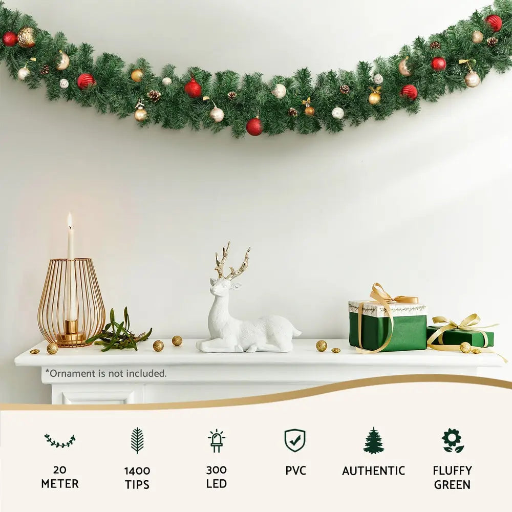 Jingle Jollys 20M Christmas Garland LED Lights Party Xmas Decorations 1400 Tips - Occasions > Christmas > Christmas
