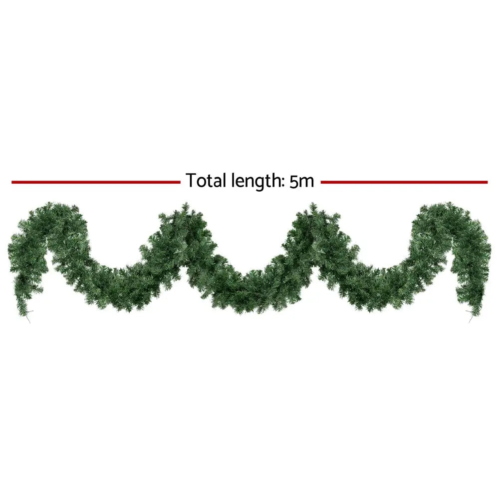 Jingle Jollys 5M Christmas Garland LED Lights Party Xmas Decorations 380 TIPS - Occasions > Christmas > Christmas