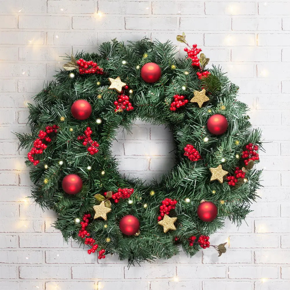 Jingle Jollys 60cm Christmas Wreath Garland Xmas Decorations Wedding Party - Occasions > Christmas > Christmas Wreaths