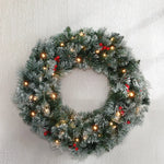 Jingle Jollys 60cm Christmas Wreath LED Lights Snowy Berries Garland Party Decor - Occasions > Christmas > Christmas