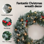 Jingle Jollys 60cm Christmas Wreath LED Lights Snowy Berries Garland Party Decor - Occasions > Christmas > Christmas